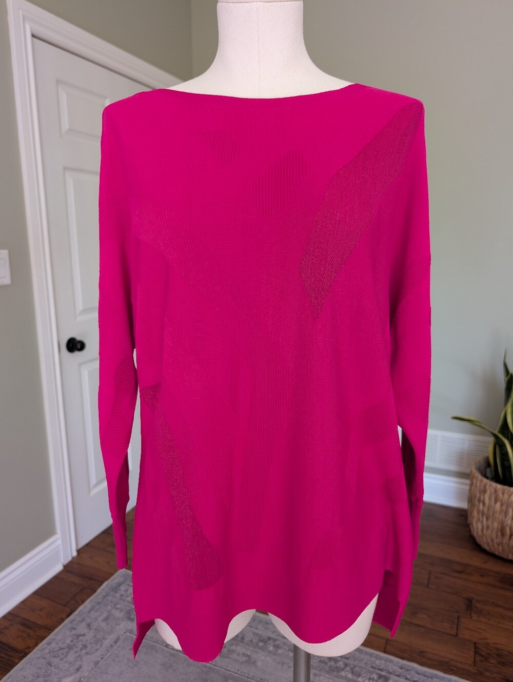 Joseph Ribkoff Fuchsia Pink Tonic Textured Knit Top Artistic Size M